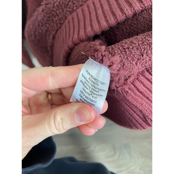 Barefoot Dreams CozyChic Shearling Sweater Size 3XL Red Sherpa Quarter Zip - Picture 4 of 6